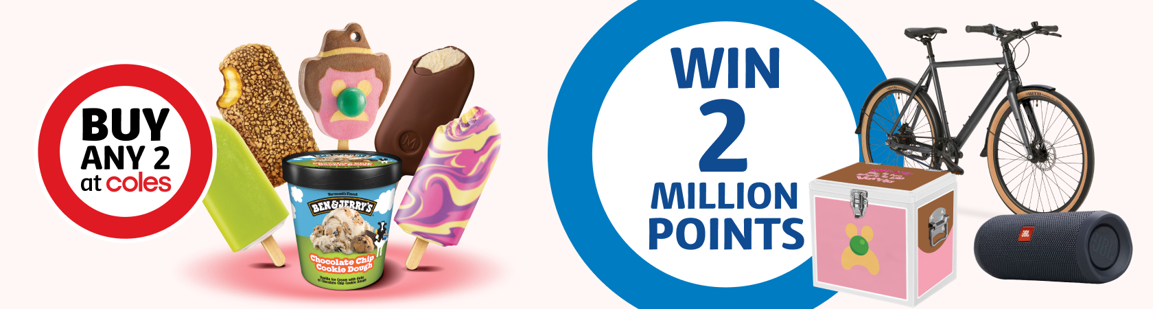 Assortment of ice creams and prizes
