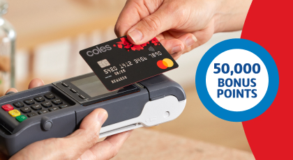 Coles Rewards Mastercard® Coles Rewards Mastercard® tapping on eftpos machine