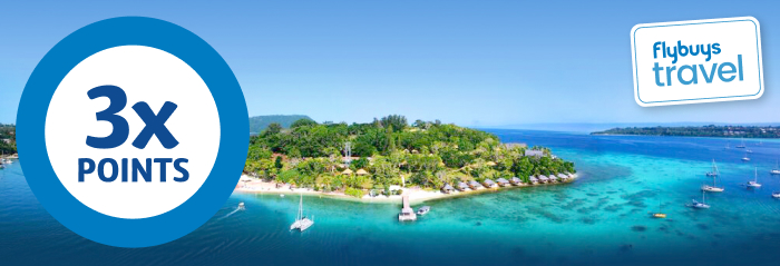 Collect triple points Aerial view of island surrounded by ocean and sailing boats