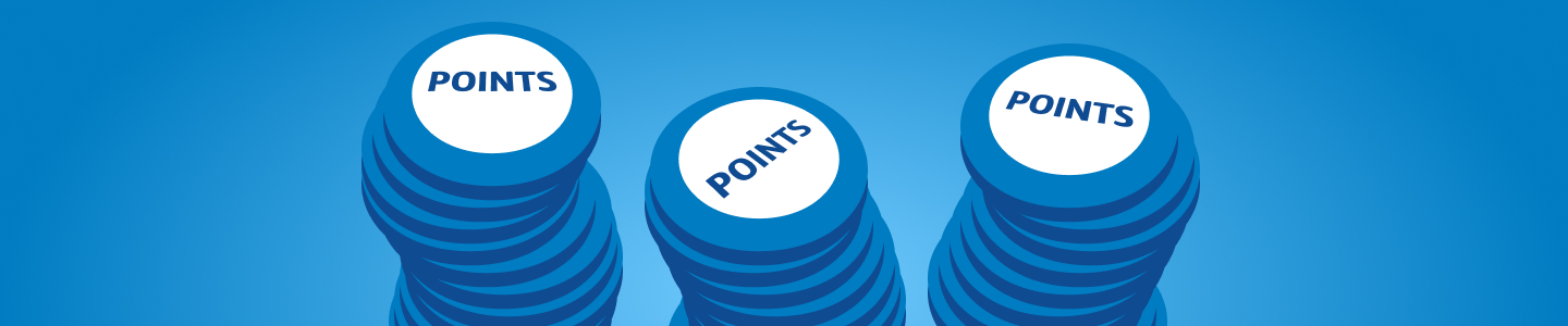 Three lots of points chip stacked