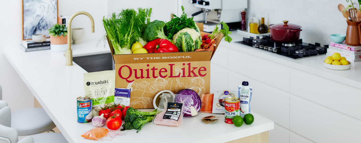  Open QuiteLike delivery box on kitchen counter  
