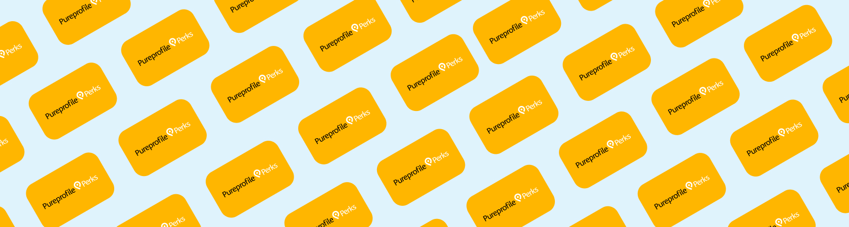 Rows of yellow Pureprofile Perks cards