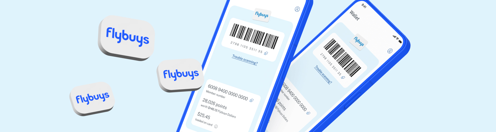 Group of physical and digital Flybuys cards