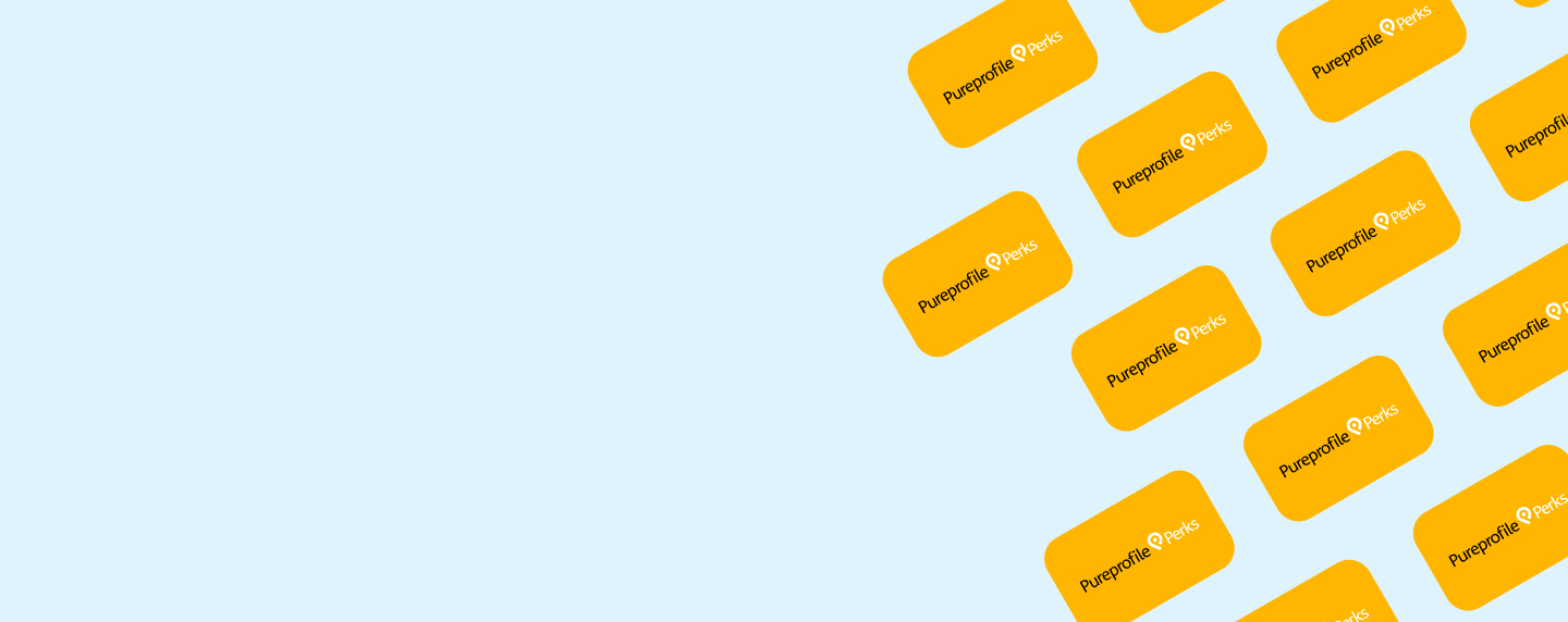 Row of yellow PureProfile Perks cards