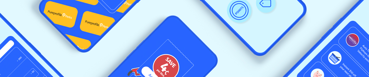 Group of smart phone with Flybuys App on screen