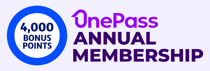 OnePass Annual Membership OnePass Annual Membership Text with 4000 bonus points roundel